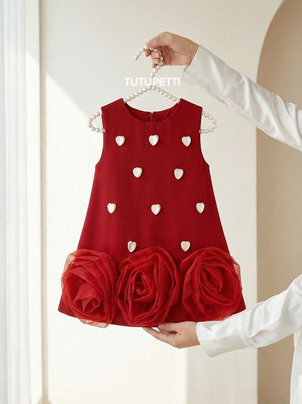  P25_287. Đầm Suông Hoa Tim Đỏ 