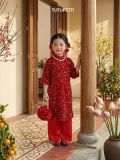  AD25_29. Áo Dài Nhung Kimsa Đỏ 