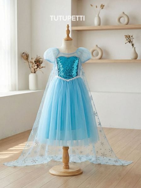  P21_90. Đầm công chúa elsa tay phồng 