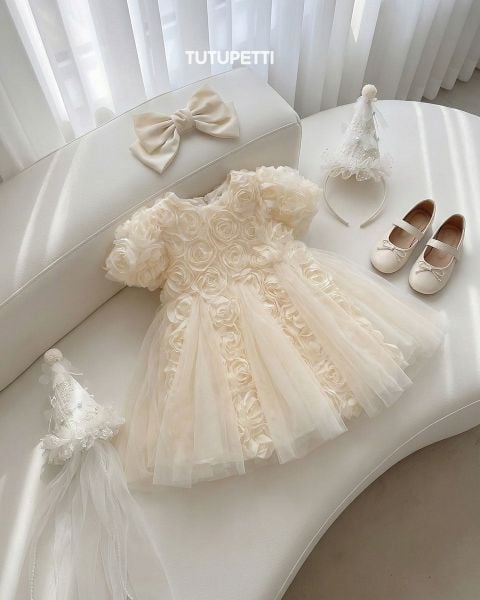  P26_04. Đầm Công Chúa IVORY ROSE Kem 