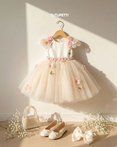  P26_20. Đầm Công Chúa Sweet Garden Trắng 