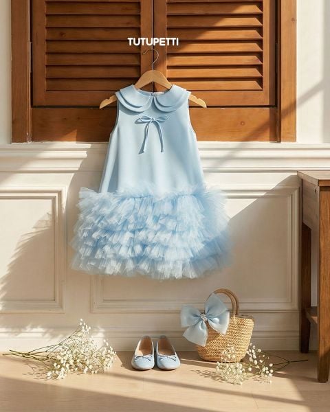  P26_26_X. Đầm Tiệc Suông Hàn Quốc Xanh Biển 