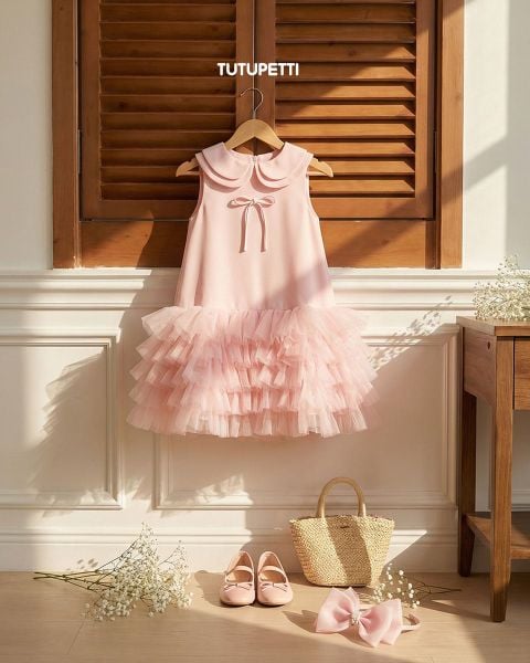  P26_26_H. Đầm Tiệc Suông Hàn Quốc Hồng 