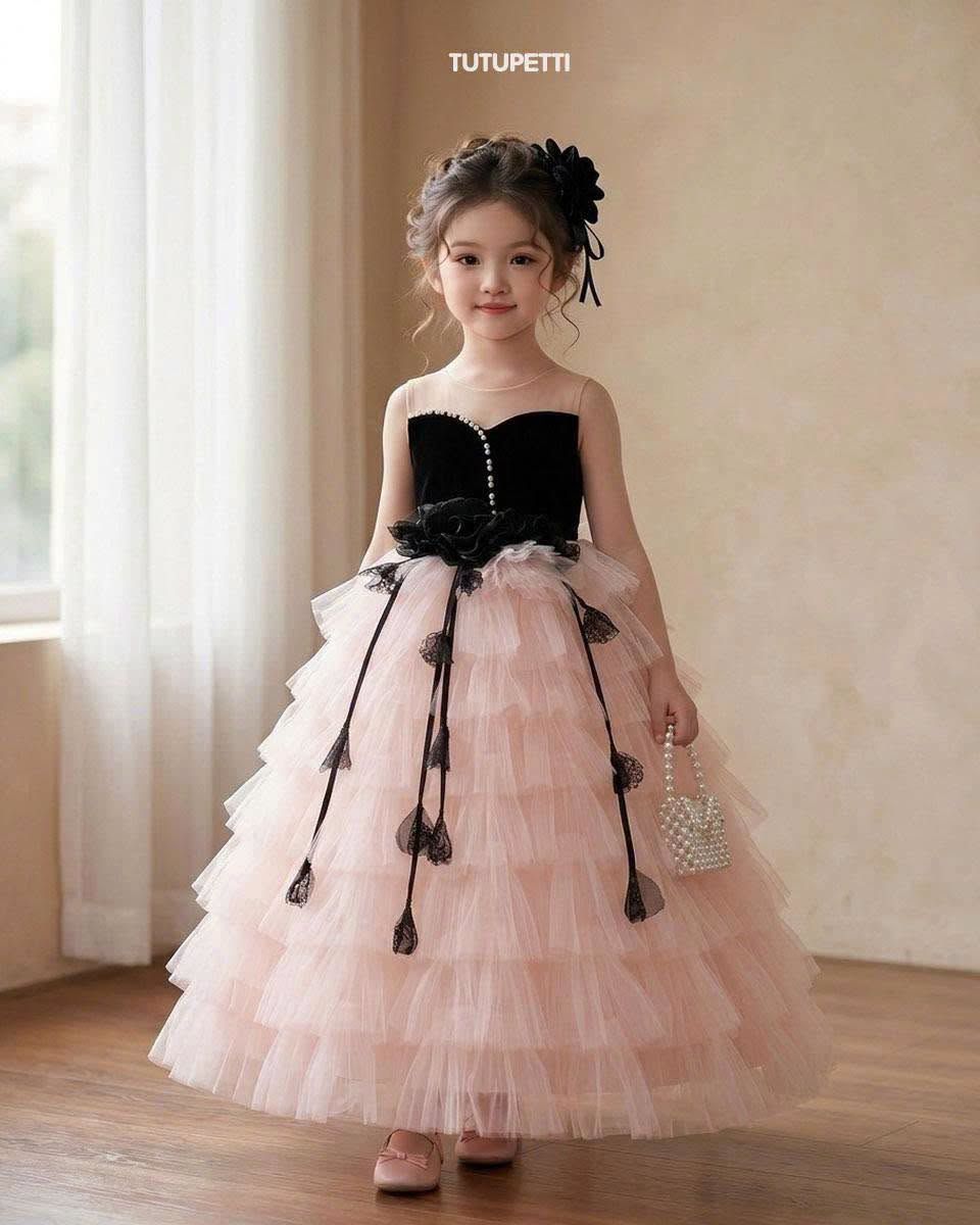  P26_99. Đầm Dạ Hội Tầng Hoa Rơi BlackPink 