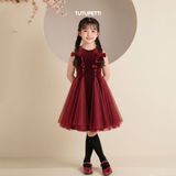  P25_258. Đầm Dự Tiệc Nhung Đỏ 