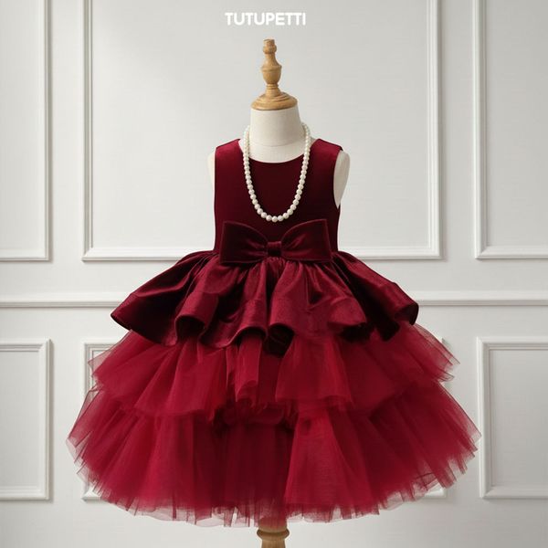  P25_253. Đầm Công Chúa Nhung Nơ Đỏ 