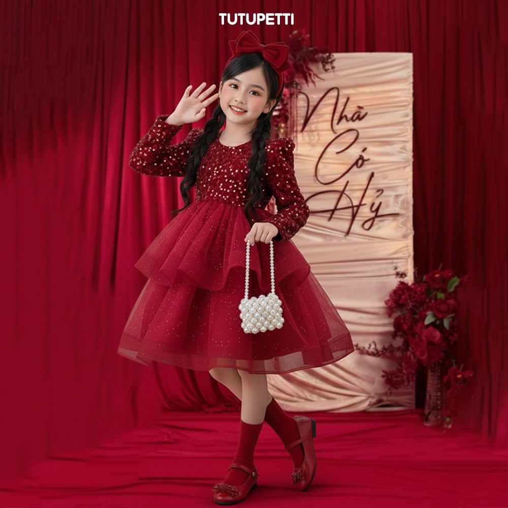  P25_251. Đầm Dự Tiệc Kimsa Đỏ 