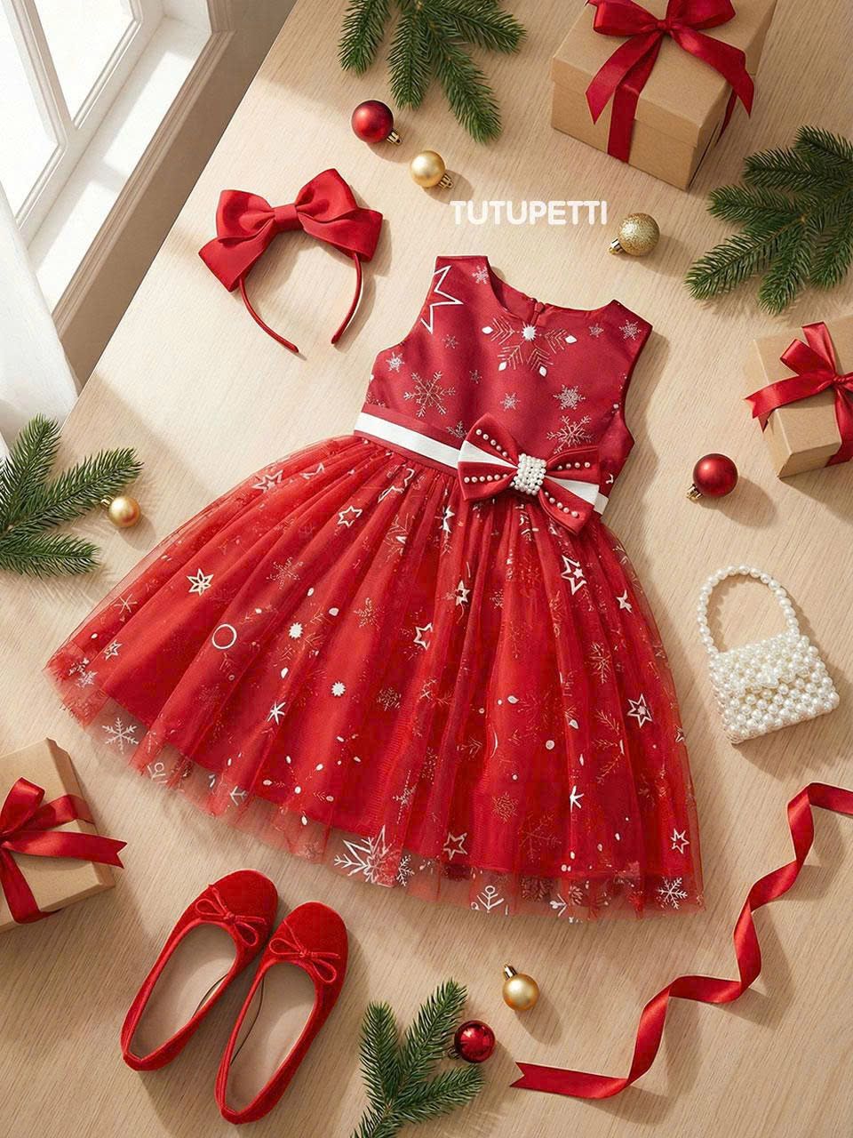  P23_407 Đầm Công Chúa Bông Tuyết Đỏ 