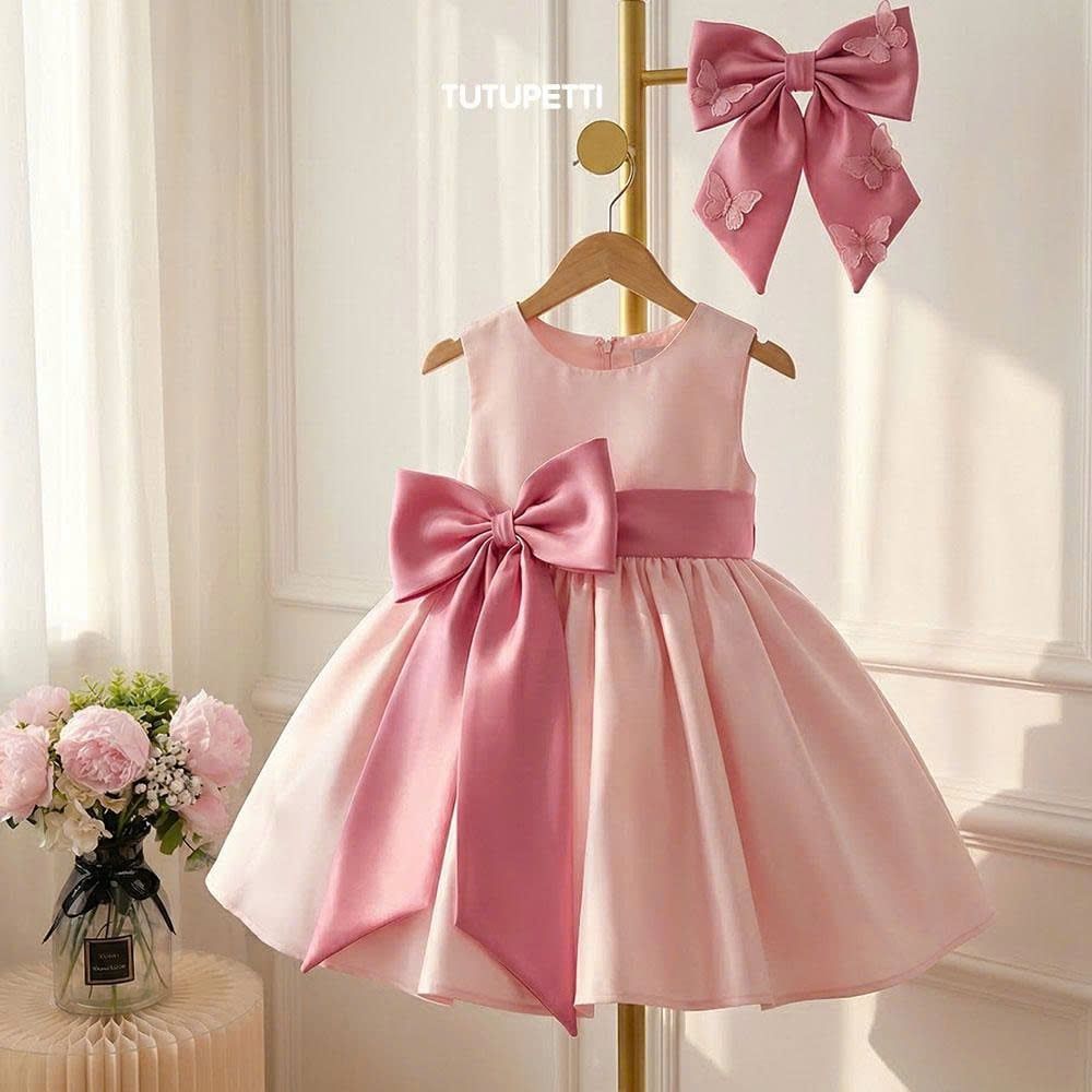  P26_18_H. Đầm Dự Tiệc Nơ Hồng Xinh Xắn 