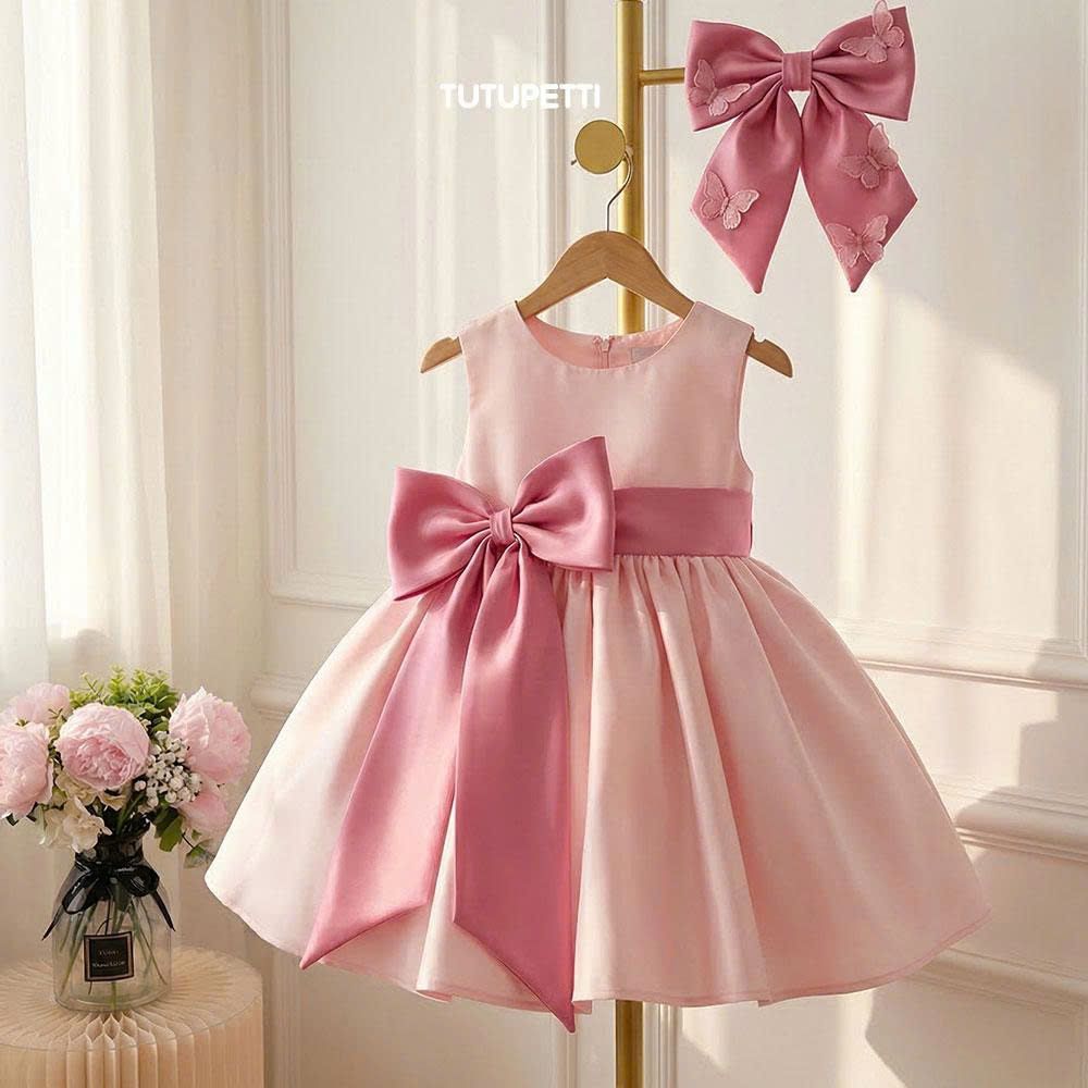  P26_18_H. Đầm Dự Tiệc Nơ Hồng Xinh Xắn 