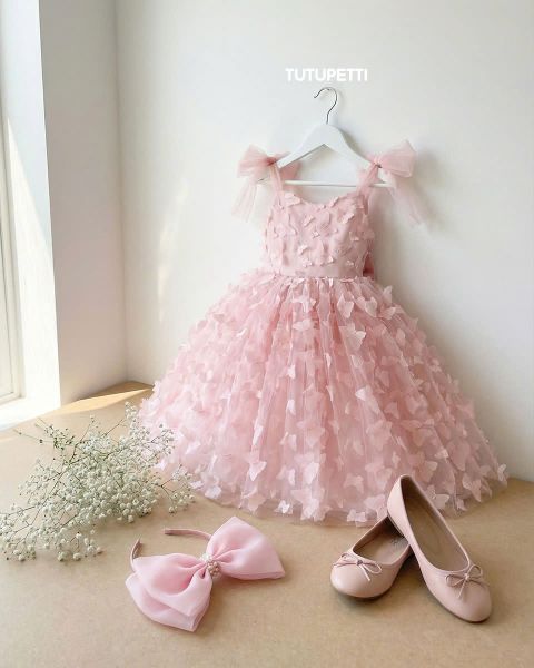  P26_28_H. Đầm Công Chúa Đính Bướm Hồng 