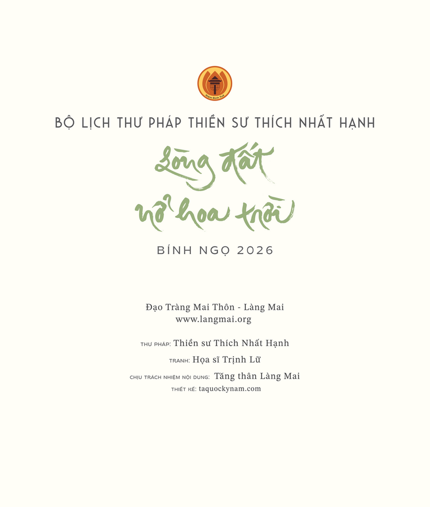 Lịch bàn thư pháp Làng Mai 2026