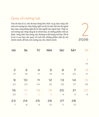 Lịch bàn thư pháp Làng Mai 2026
