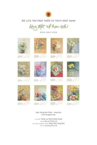 Lịch tường thư pháp Làng Mai 2026