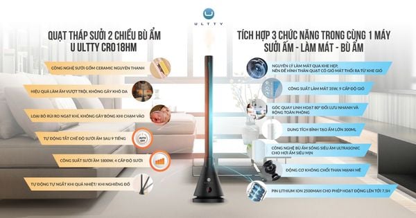 Quạt tháp sưởi ấm và làm mát Ultty SKJ-CR018HM