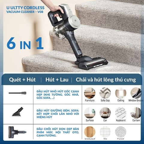 Máy hút bụi và lau nhà không dây U Ultty model V08