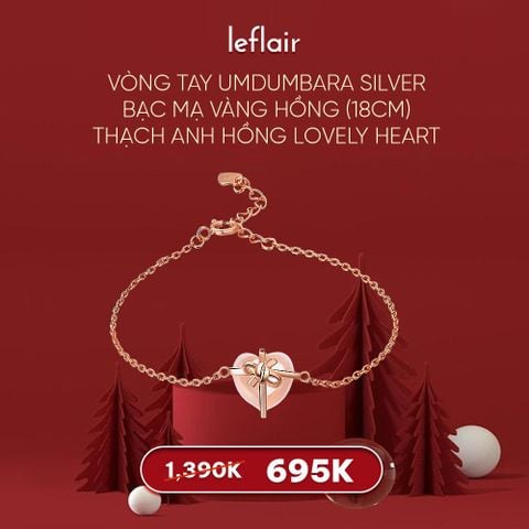 Vòng Tay Bạc Mạ Vàng Hồng Thạch Anh Hồng Lovely Heart
