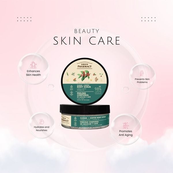 Tẩy da chết toàn thân Green Pharmacy Cafe xanh và dầu gừng 200ml
