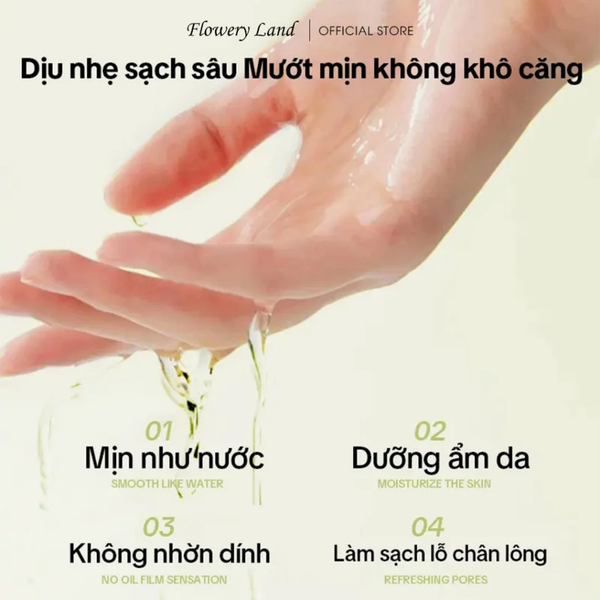 Nước Tẩy Trang Mắt Môi Chiết Xuất Bơ FLOWERY LAND 150ml Làm Sạch Sâu Đa Tầng Cấp Ẩm Làm Dịu Da Water in Oil