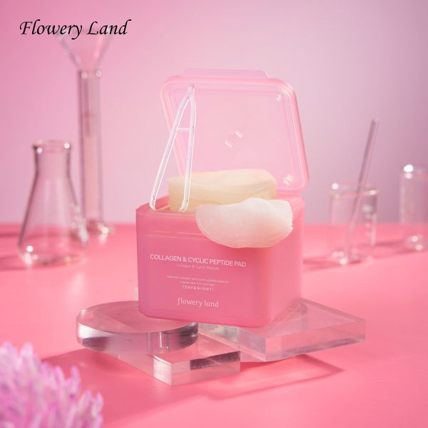 Toner Pad Collagen & Peptide FLOWERY LAND 170g Tăng Đàn Hồi Da Trẻ Hóa & Phục Hồi Da Cấp Ẩm Sâu nâng cơ vùng cằm