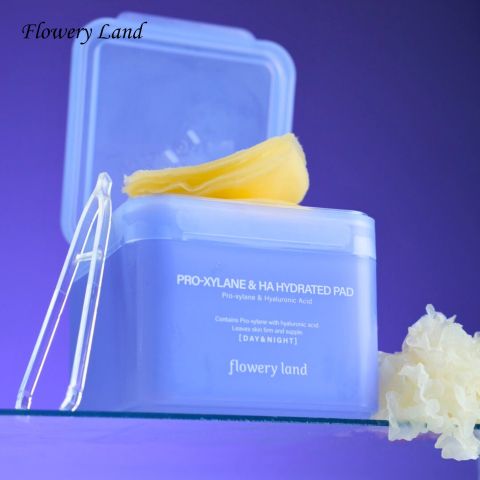 Toner Pad Pro-Xylane & HA Hydrated FLOWERY LAND 150g Cấp Ẩm Sâu Đa Tầng Chống Lão Hóa Giảm Nếp Nhăn