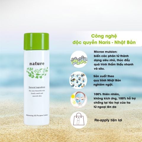 Nước Dưỡng Da Naris Nature Loại Bỏ Tế Bào Chết 2in1 200ml Whitening All Purpose Lotion