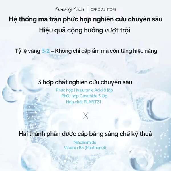 Toner Dưỡng Ẩm Niacinamide FLOWERY LAND Cân Bằng & Phục Hồi Da Cấp Ẩm Đa Tầng Giúp Dưỡng Sáng 500ML
