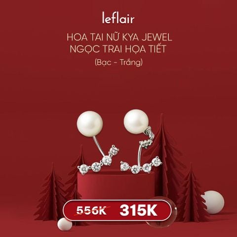 Hoa Tai Nữ Kya Jewel Ngọc Trai Họa Tiết Phong Cách (Bạc, Trắng)