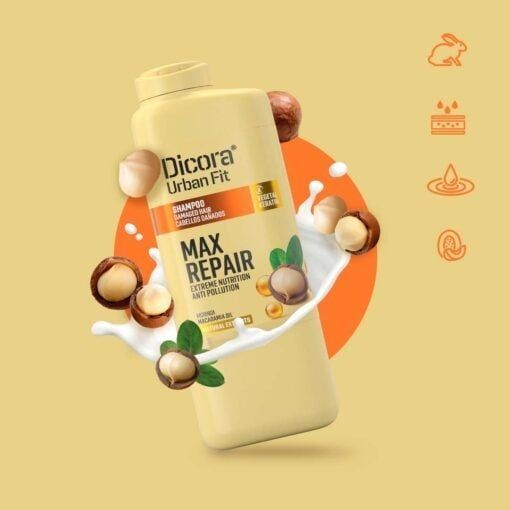 Combo Dicora Urban Fit Macadamia – Bộ đôi phục hồi tóc hư tổn (Dầu gội + Dầu xả 400ml)