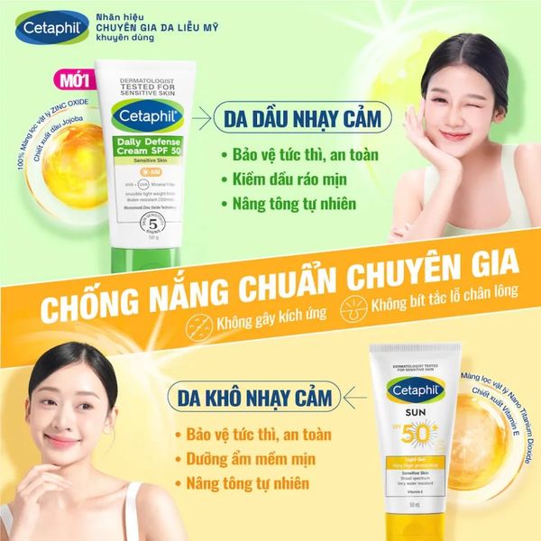 Gel chống nắng dịu lành cho da nhạy cảm Cetaphil Sun SPF 50+ Light Gel