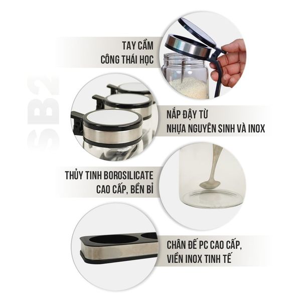 Bộ 3 Hộp Đựng Gia Vị Kalpen SB2