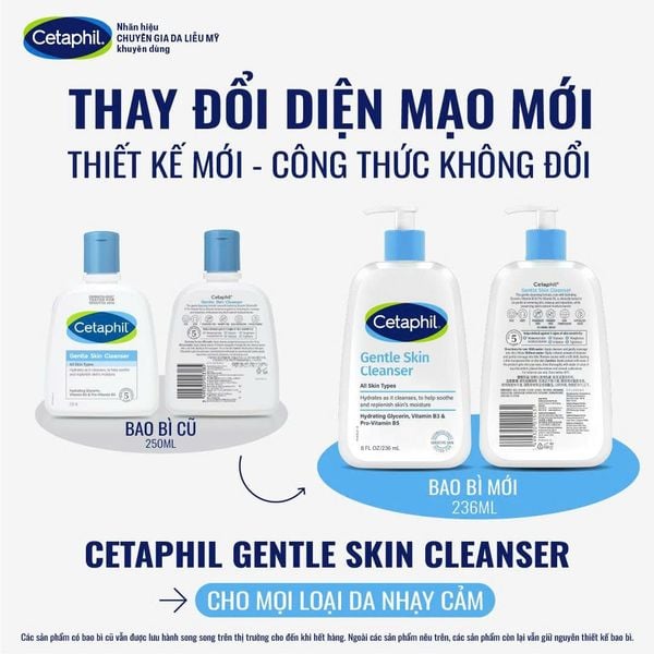 Sữa rửa mặt dịu lành cho da nhạy cảm Cetaphil Gentle Skin Cleanser