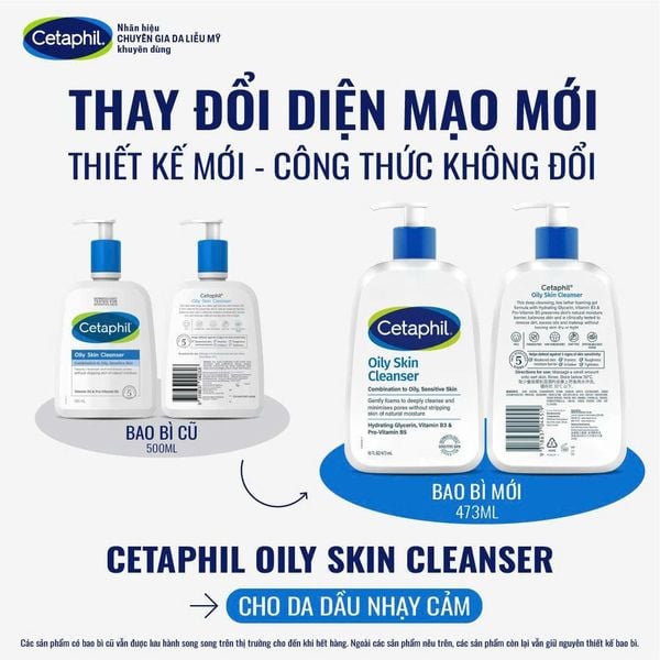 Sữa rửa mặt dịu lành cho da dầu nhạy cảm CETAPHIL OILY SKIN CLEANSER