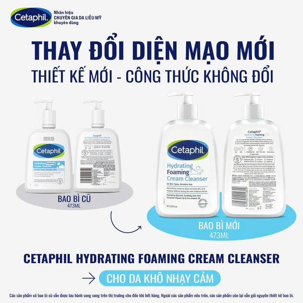 Sữa Rửa Mặt Tạo Bọt Dịu Lành Cho Da Nhạy Cảm Cetaphil Hydrating Foaming Cream Cleanser