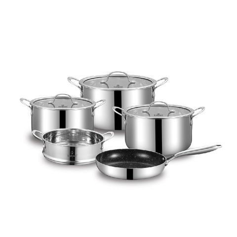 Bộ nồi chảo 5 món Inox 304 liền khối Kalpen Kampfer KF3 16-20-24 chảo 26cm