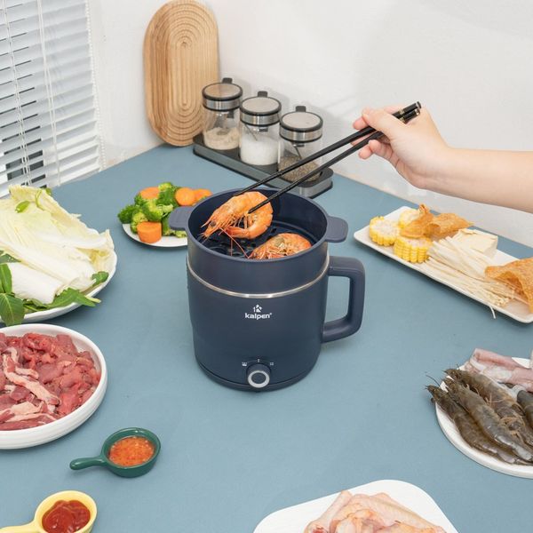 Ca lẩu điện mini đa năng Kalpen 1.8L có khay hấp P6B