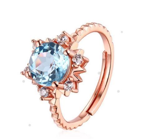 Nhẫn Nữ Kya Jewel Đá Topaz Mặt Trời Tỏa Sáng ( Bạc size 1.9cm )