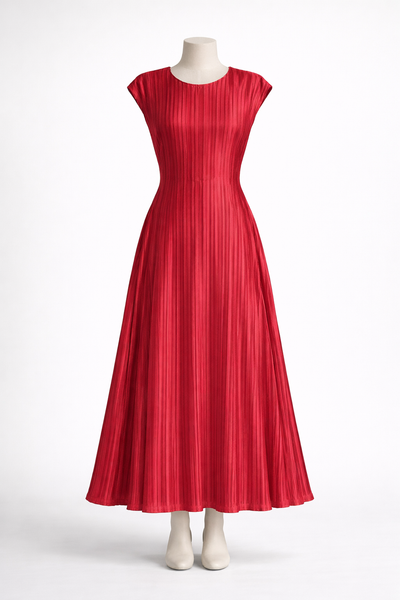 Đầm Đỏ Xếp Ly - Lost In HONGKONG ( FREESIZE )