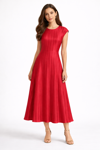 Đầm Đỏ Xếp Ly - Lost In HONGKONG ( FREESIZE )