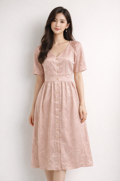 Đầm Tay Lửng Cổ Chữ V