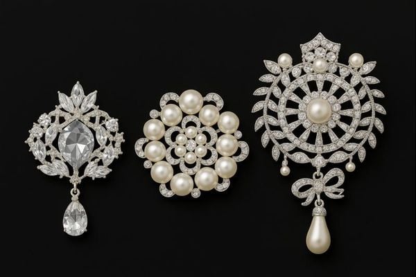 Cài Áo Đính Ngọc Đá Phong Cách Cho Phái Đẹp ( Chất Liệu Bạc )