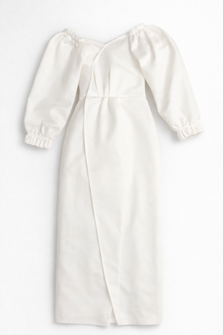 Đầm Trắng Kem Hở Vai Tay Phồng-DRE000134 ( Trắng Kem , Size S )