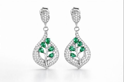Hoa Tai Nữ Kya Jewel Chiếc Lá Xanh Sang Trọng (Xanh Lục)
