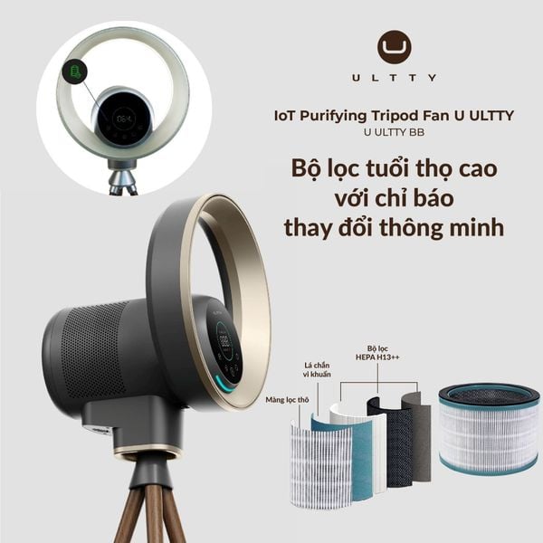 Quạt lọc không khí và khử khuẩn Ultty BB ( Rose Champange & Grey )