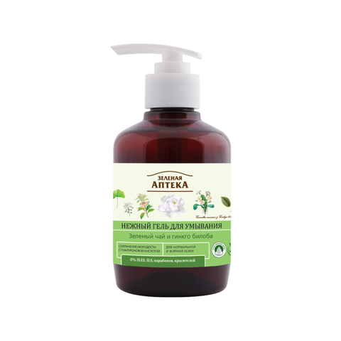 Gel rửa mặt Zelenaya Apteka chiết xuất Trà xanh và Lá bạch quả 270ml - Dành cho da thường & da dầu