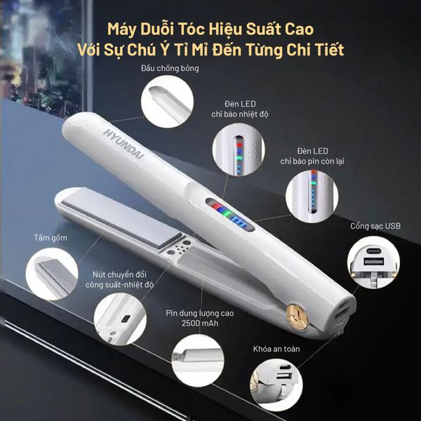 Máy duỗi tóc không dây Hyundai