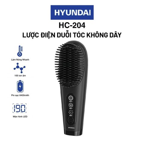 Lược điện duỗi tóc không dây Hyundai Đen - HC-204-BK