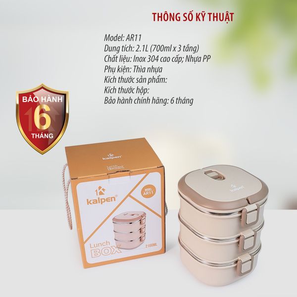 Hộp cơm 2 tầng Inox 304 Kalpen AR10 và AR11