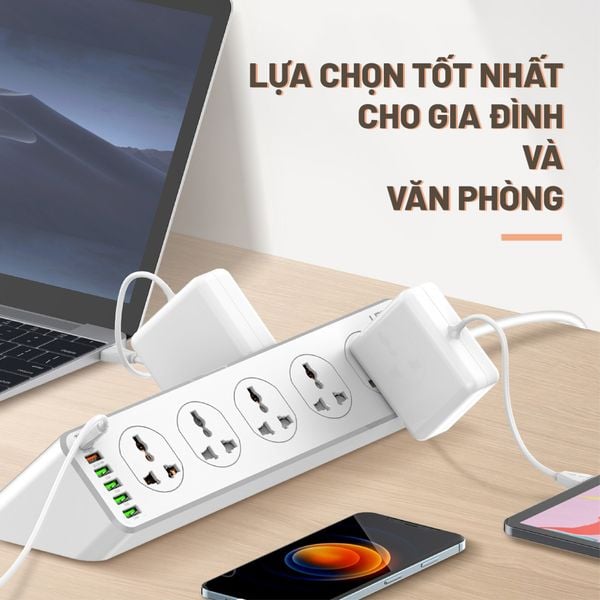 Ổ Cắm Điện Đa Năng LDNIO SC10610 10 Chấu 05 Cổng USB-A 01 Cổng Type-C