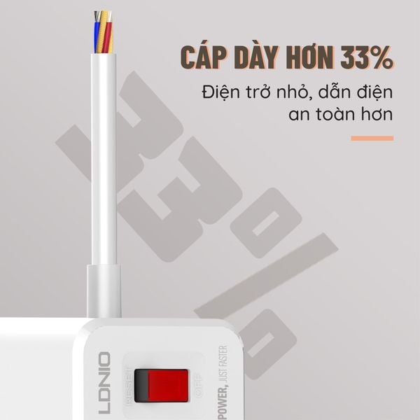 Ổ Cắm Điện Đa Năng LDNIO SC10610 10 Chấu 05 Cổng USB-A 01 Cổng Type-C